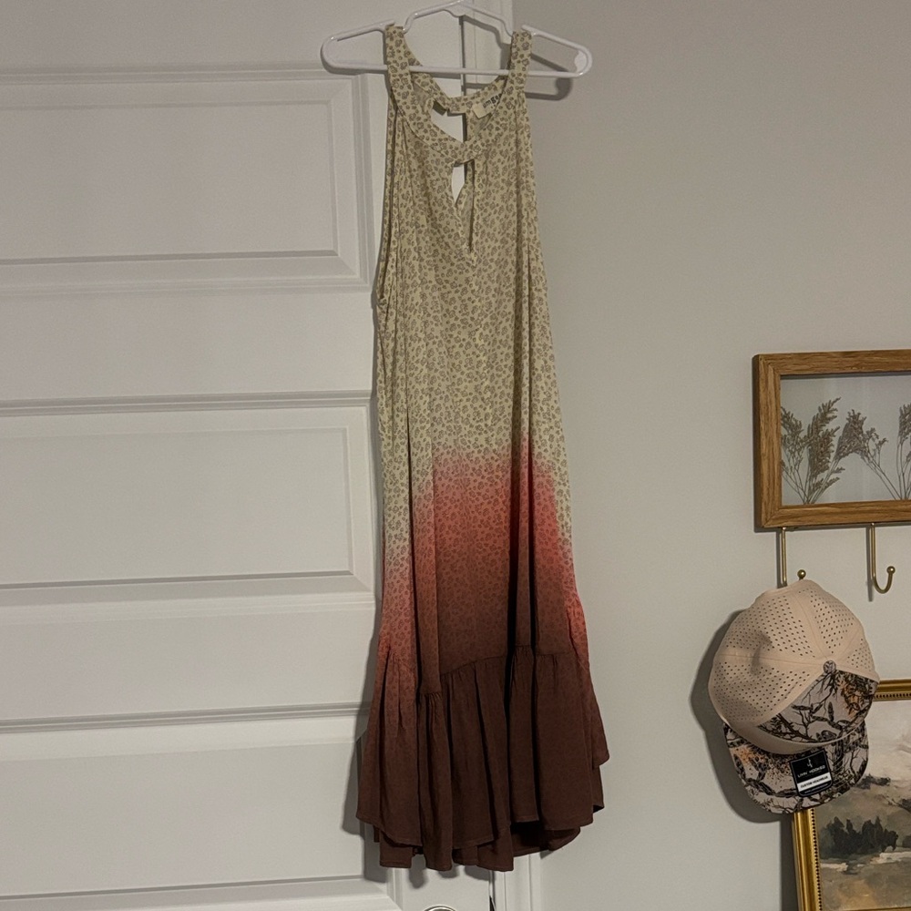 Umgee Cream and Brown Floral Sleeveless Top